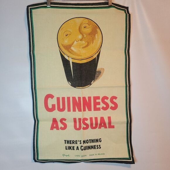 Rare Fingal Linens Guinness As Usual Fabric Art - Picture 5 of 10